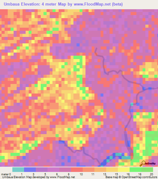 Umbaua,Mozambique Elevation Map