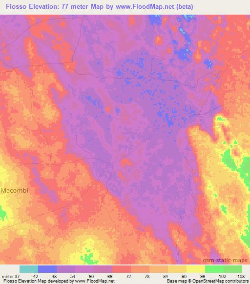 Fiosso,Mozambique Elevation Map
