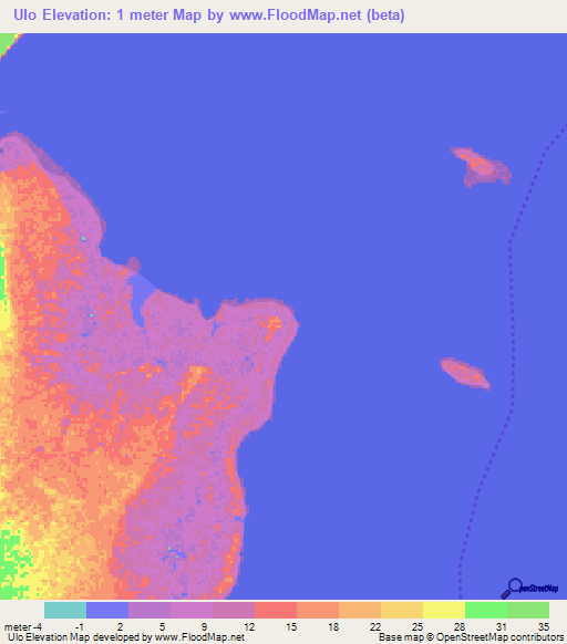 Ulo,Mozambique Elevation Map