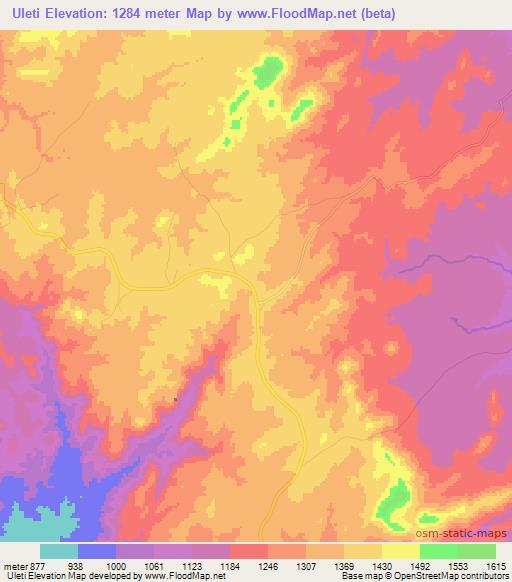 Uleti,Mozambique Elevation Map