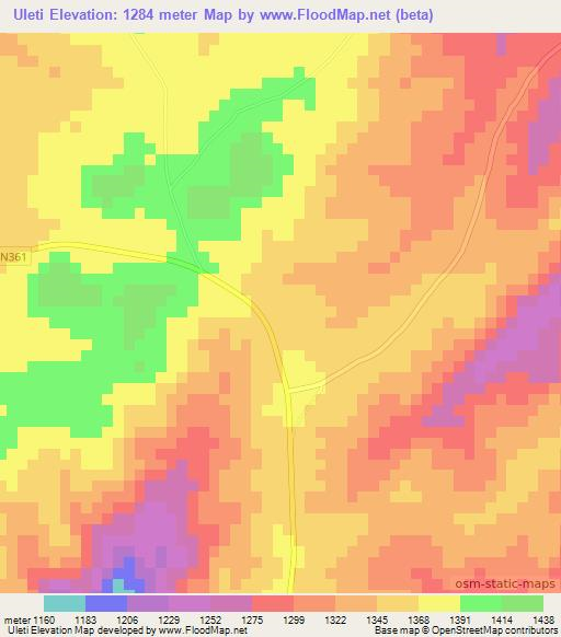 Uleti,Mozambique Elevation Map