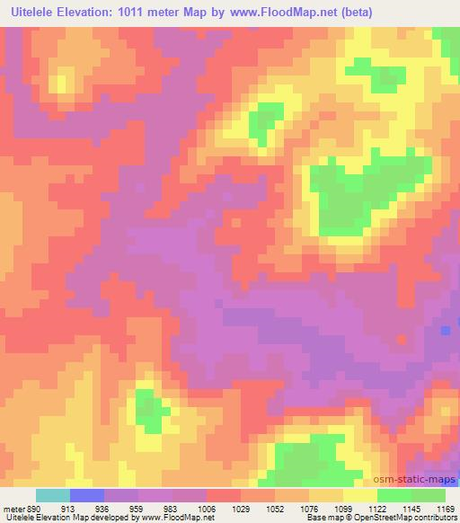Uitelele,Mozambique Elevation Map