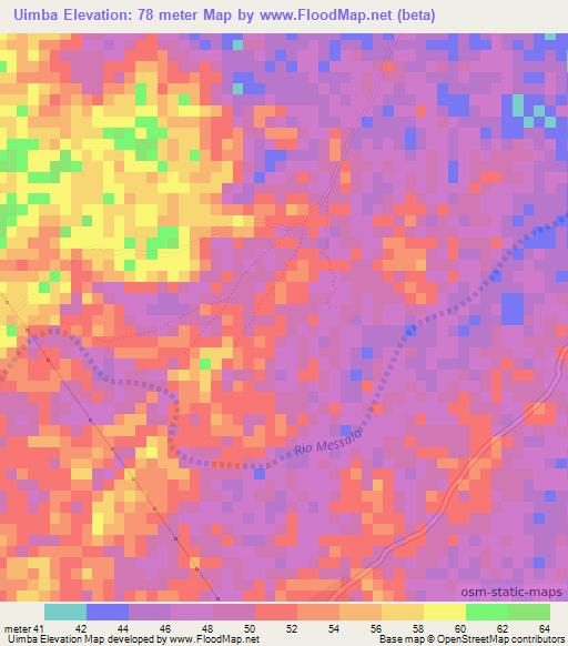 Uimba,Mozambique Elevation Map