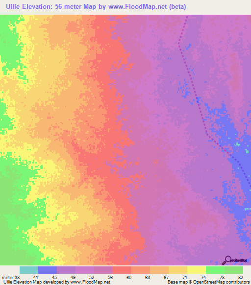 Uilie,Mozambique Elevation Map