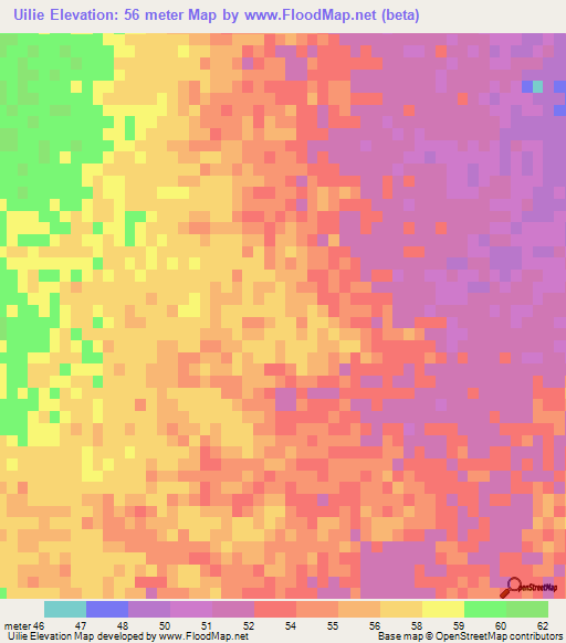 Uilie,Mozambique Elevation Map