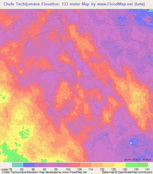 Chefe Techijumane,Mozambique Elevation Map