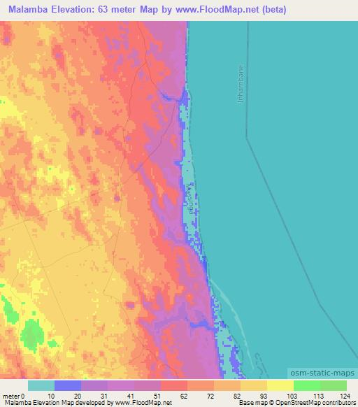 Malamba,Mozambique Elevation Map