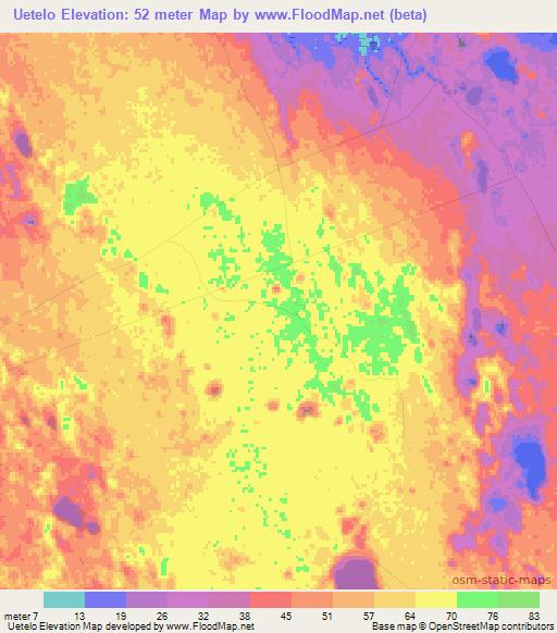 Uetelo,Mozambique Elevation Map