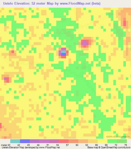 Uetelo,Mozambique Elevation Map