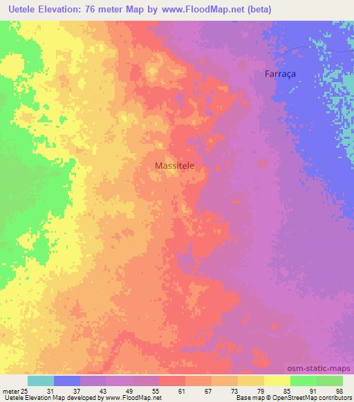 Uetele,Mozambique Elevation Map