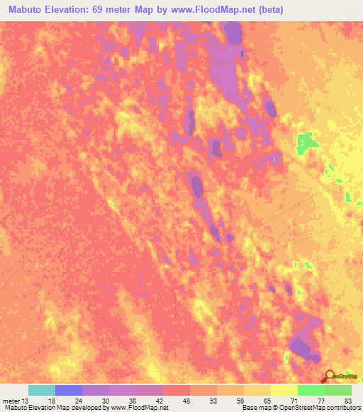 Mabuto,Mozambique Elevation Map