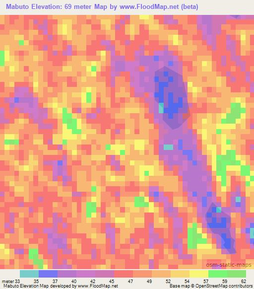 Mabuto,Mozambique Elevation Map