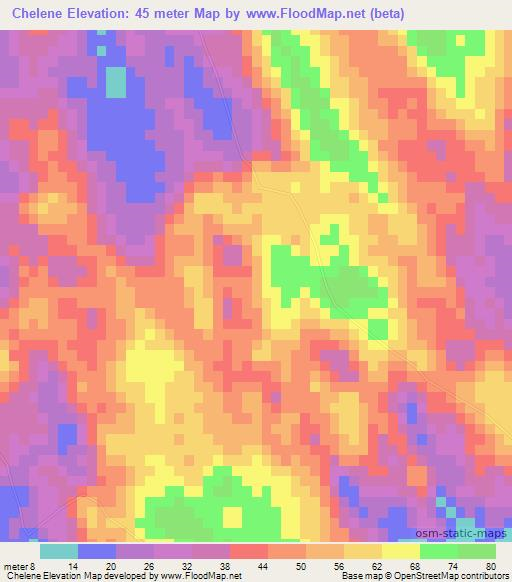 Chelene,Mozambique Elevation Map