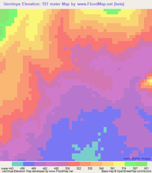 Uerrimpe,Mozambique Elevation Map