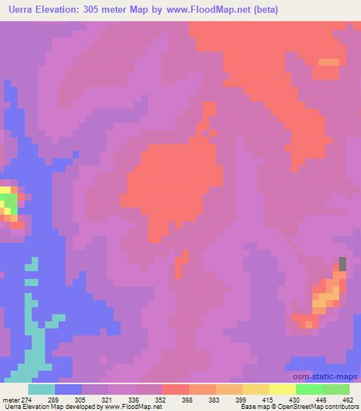 Uerra,Mozambique Elevation Map