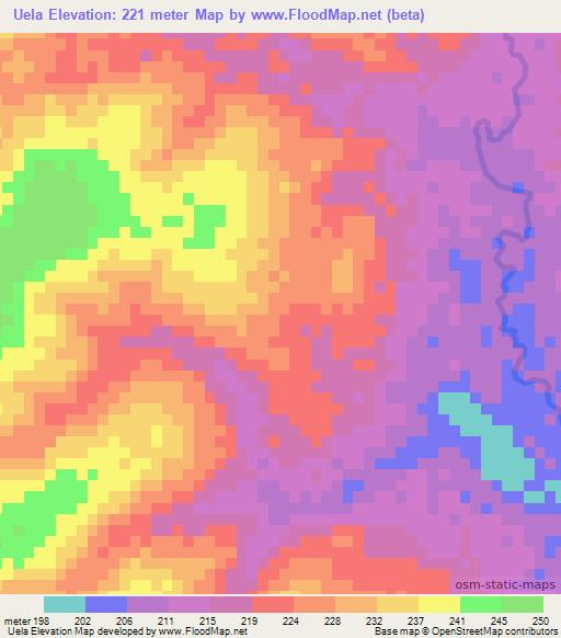 Uela,Mozambique Elevation Map