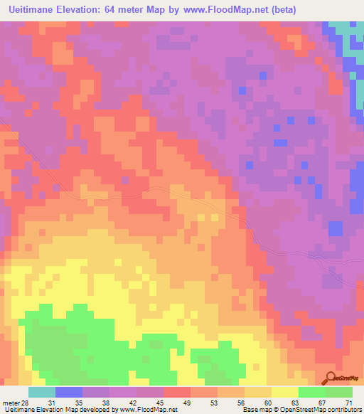 Ueitimane,Mozambique Elevation Map