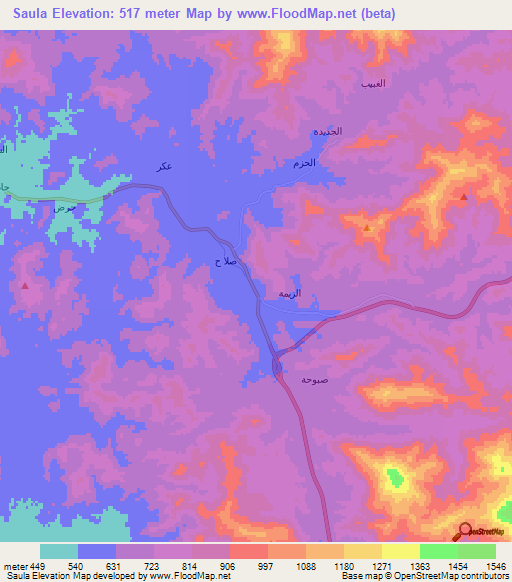 Saula,Saudi Arabia Elevation Map
