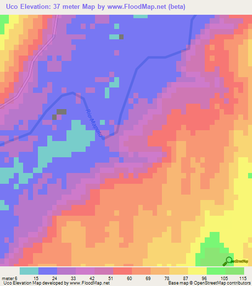 Uco,Mozambique Elevation Map
