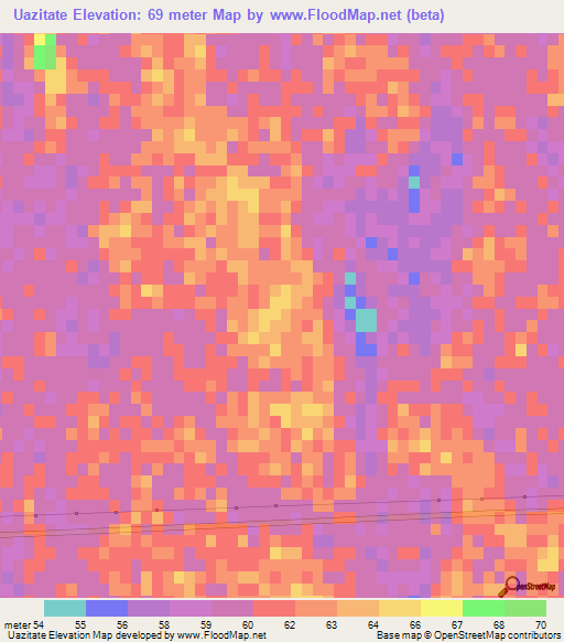 Uazitate,Mozambique Elevation Map