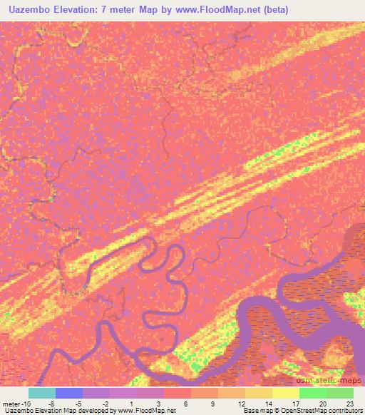 Uazembo,Mozambique Elevation Map