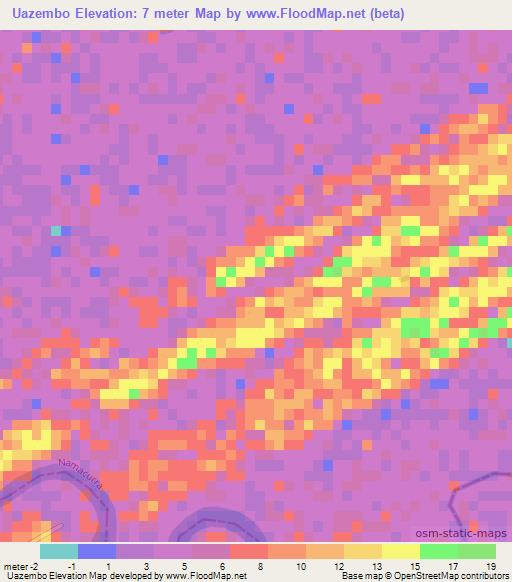 Uazembo,Mozambique Elevation Map
