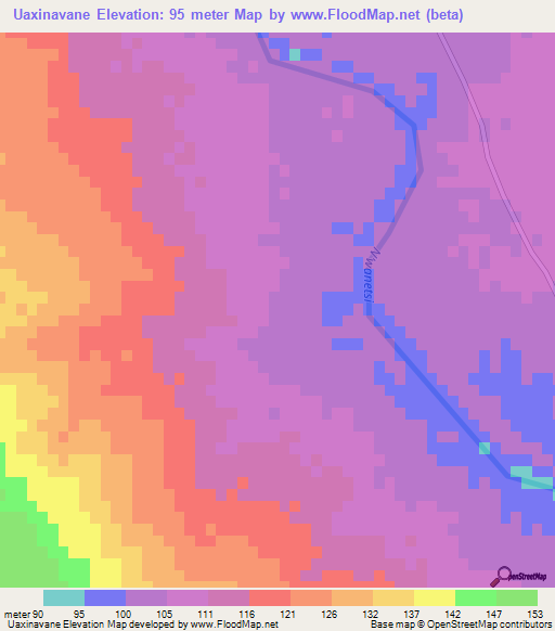 Uaxinavane,Mozambique Elevation Map