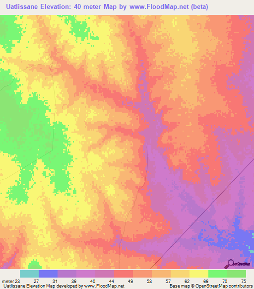 Uatlissane,Mozambique Elevation Map