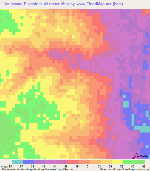 Uatlissane,Mozambique Elevation Map