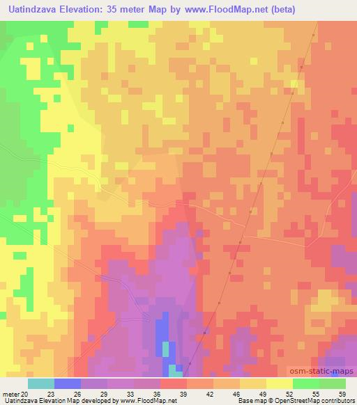 Uatindzava,Mozambique Elevation Map
