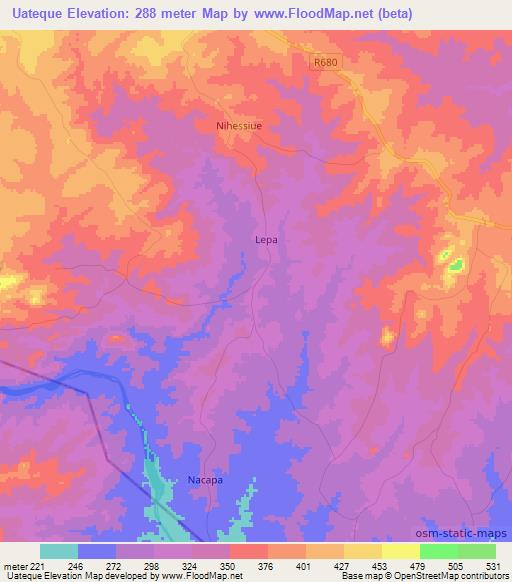 Uateque,Mozambique Elevation Map