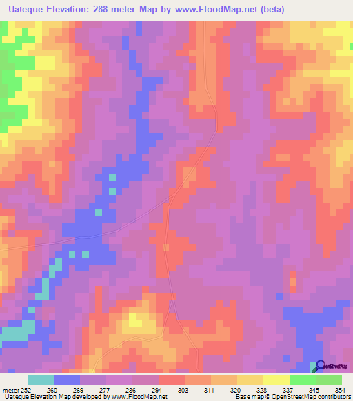 Uateque,Mozambique Elevation Map