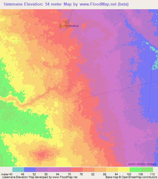 Uatemane,Mozambique Elevation Map