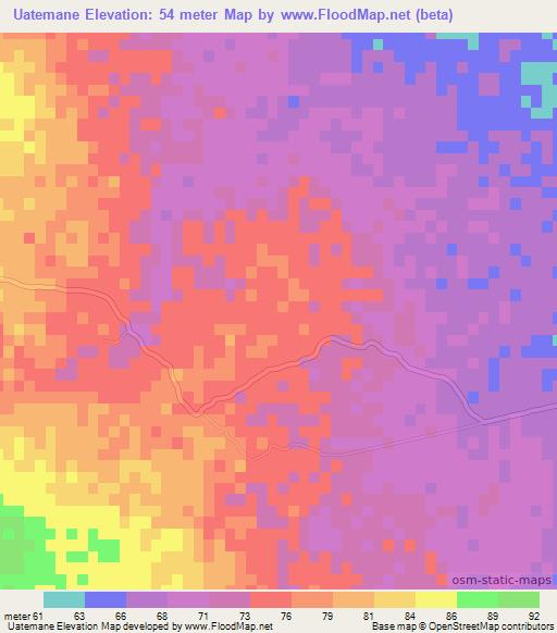 Uatemane,Mozambique Elevation Map