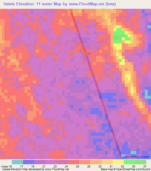 Uatele,Mozambique Elevation Map