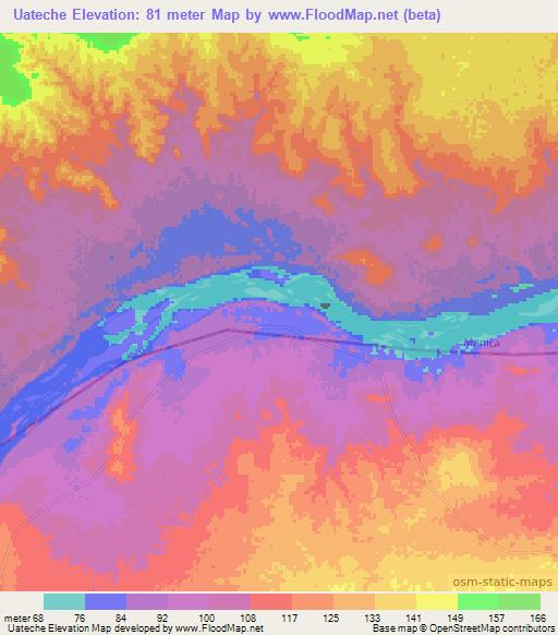 Uateche,Mozambique Elevation Map