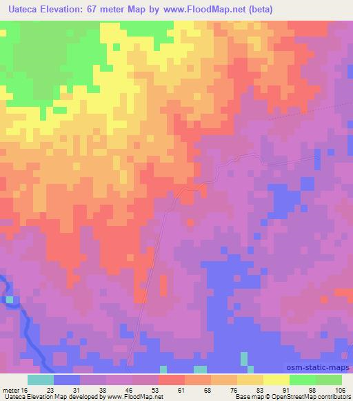 Uateca,Mozambique Elevation Map