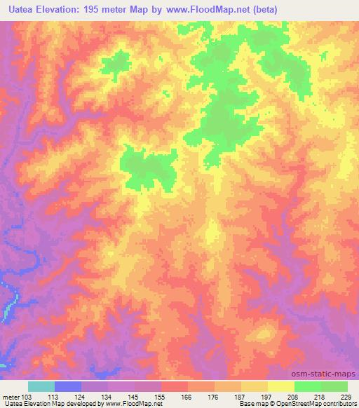 Uatea,Mozambique Elevation Map