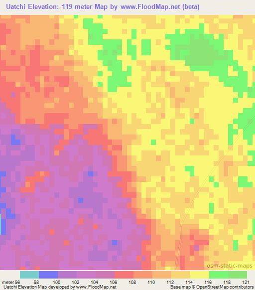 Uatchi,Mozambique Elevation Map