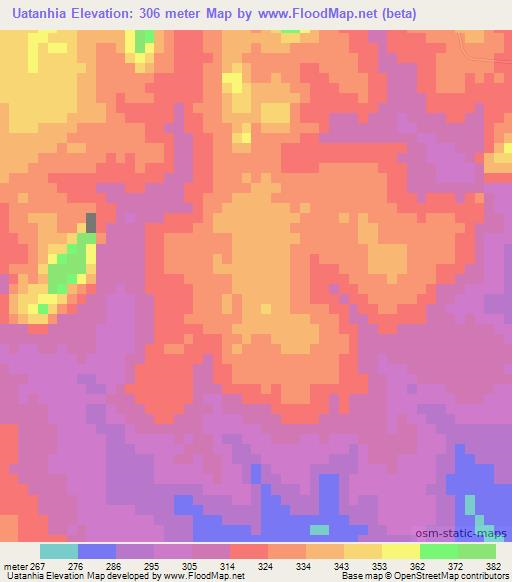 Uatanhia,Mozambique Elevation Map