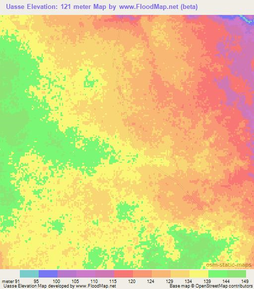 Uasse,Mozambique Elevation Map