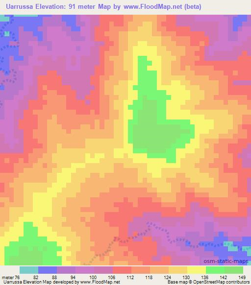 Uarrussa,Mozambique Elevation Map