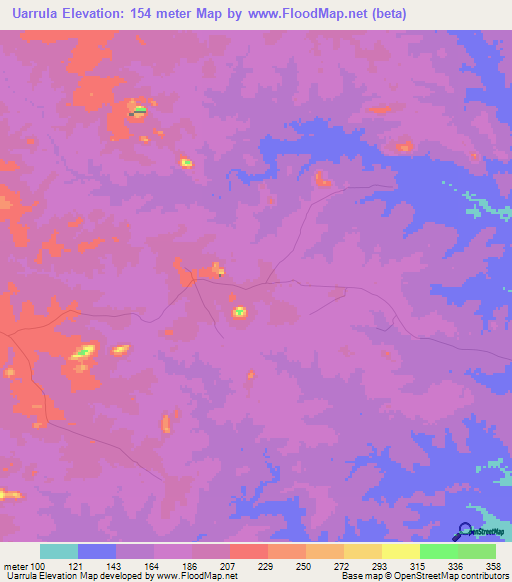 Uarrula,Mozambique Elevation Map
