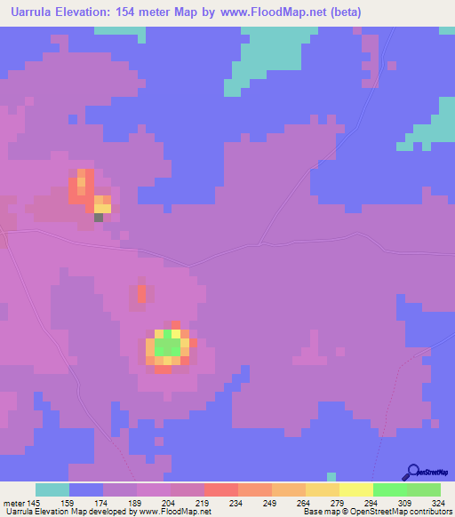 Uarrula,Mozambique Elevation Map