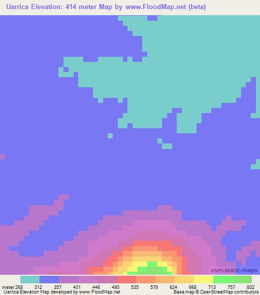 Uarrica,Mozambique Elevation Map