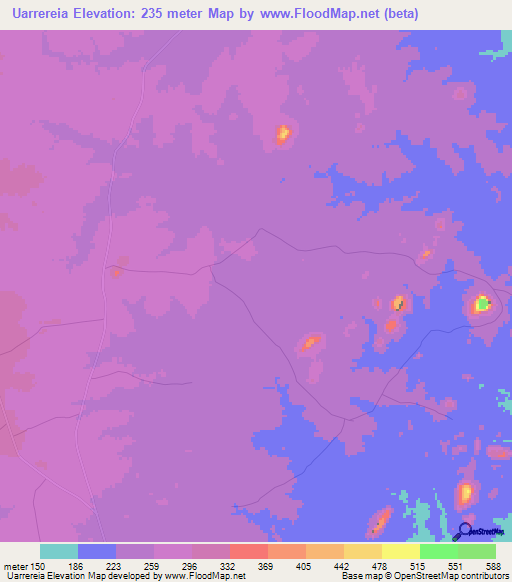 Uarrereia,Mozambique Elevation Map