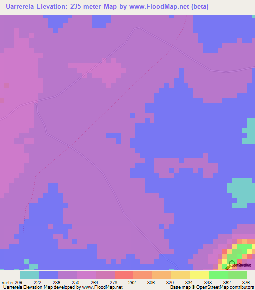 Uarrereia,Mozambique Elevation Map