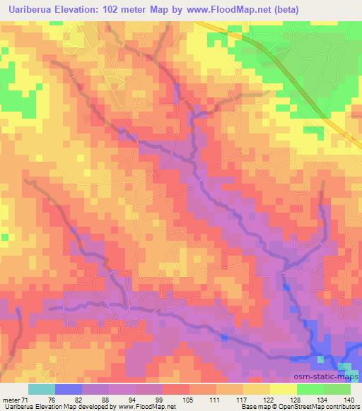 Uariberua,Mozambique Elevation Map