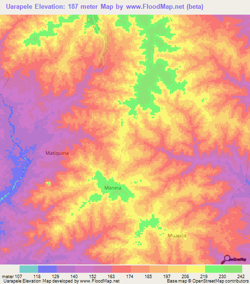 Uarapele,Mozambique Elevation Map