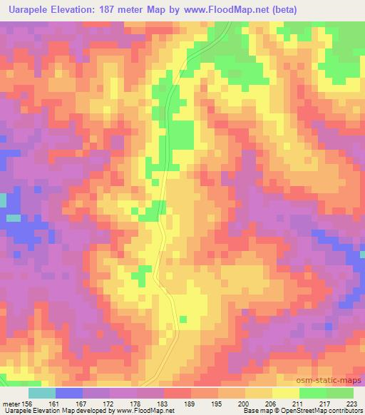 Uarapele,Mozambique Elevation Map